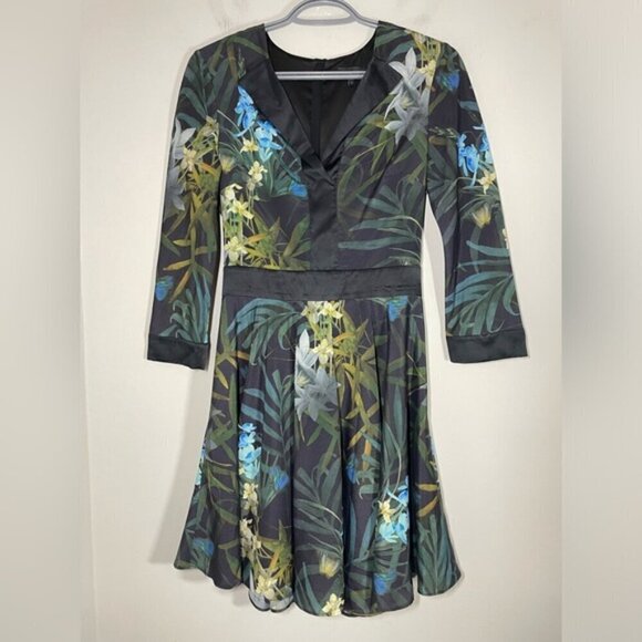 Ted Baker London Hailia Twilight Tropical Floral Print Dress size 1 - Picture 2 of 8